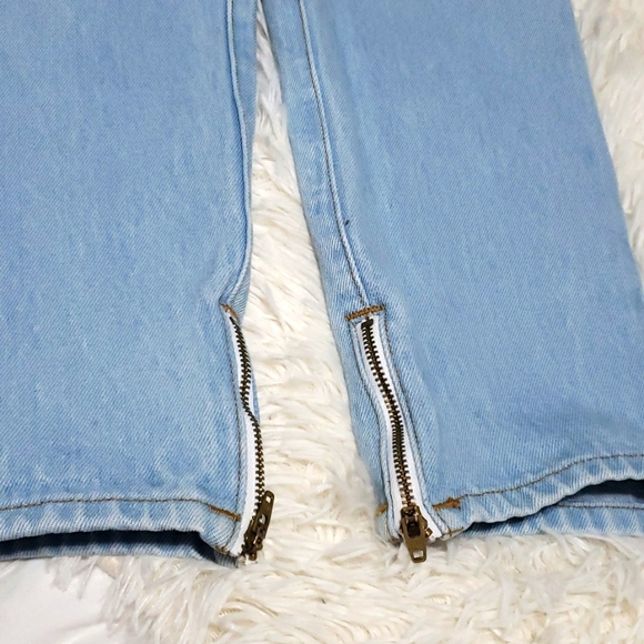 OBJECTS WITHOUT MEANING O-M Boy Boyfriend Boy Zip Cropped Jeans Size 29 - Picture 9 of 10